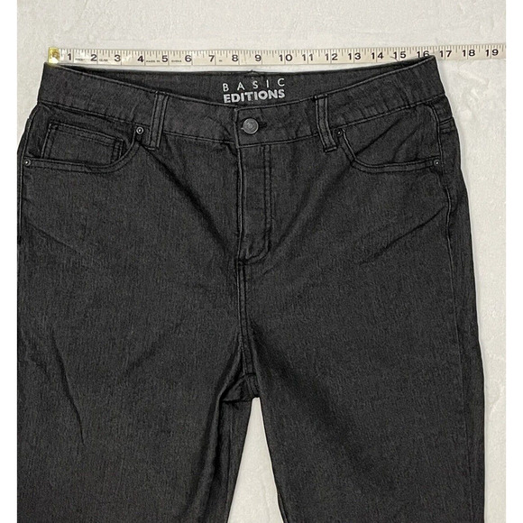 Basic Editions Jeans Womens Size 12 Black Straight Leg High Rise Pants Relaxed - Picture 5 of 6